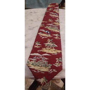 Tropicals by Tango Mens tie Palms Theme Red 100% Silk